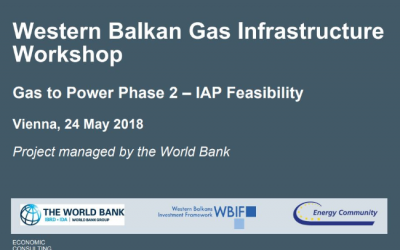 Ionian Adriatic Pipeline (IAP) commercial and economic feasibility study. Presented at the West Balkan Gas Infrastructure Workshop in Vienna, Austria, May 2018.