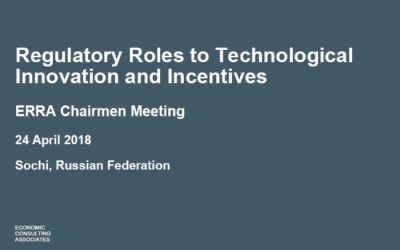 Regulatory Roles to Technological Innovation and Incentives. Presented at the ERRA Chairmen Meeting, in Sochi, Russia, April 2018.