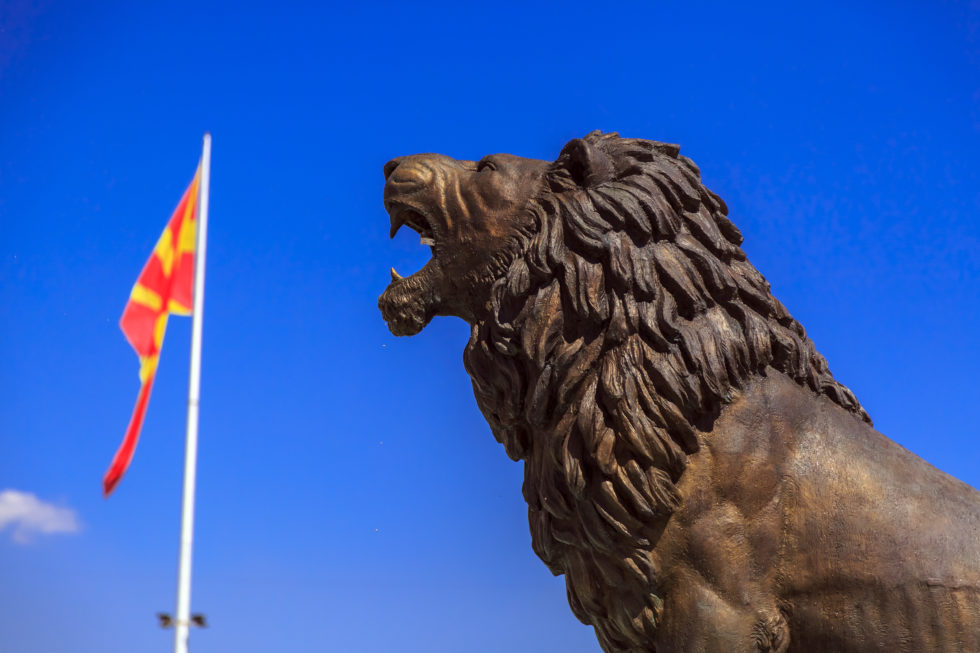 Lion statue of a fountain at the Macedonian Square ECA UK Economic Consulting Associates