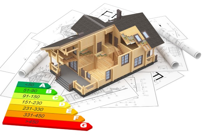 graphic of house model in 3d with energy rating