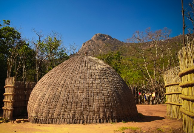 traditional rural village hut in Eswatini