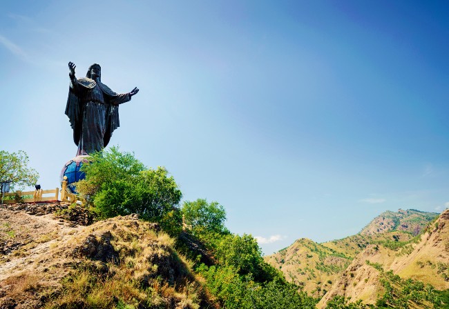 statue of Christ on a hill in Dili, Timor Leste