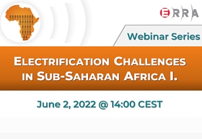 EERA logo, small map of Africa graphic and orange banner with wording 'Electrification Challenges in Sub-Saharan Africa 1'
